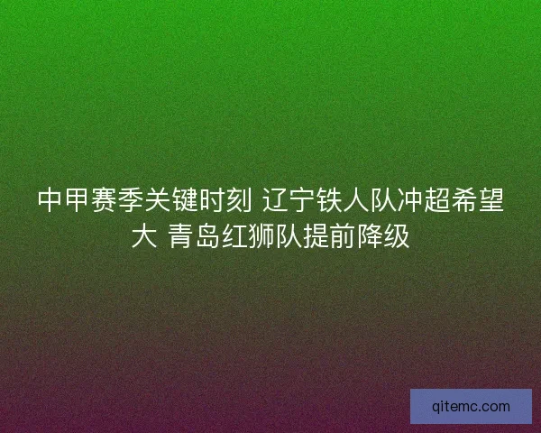 中甲赛季关键时刻 辽宁铁人队冲超希望大 青岛红狮队提前降级